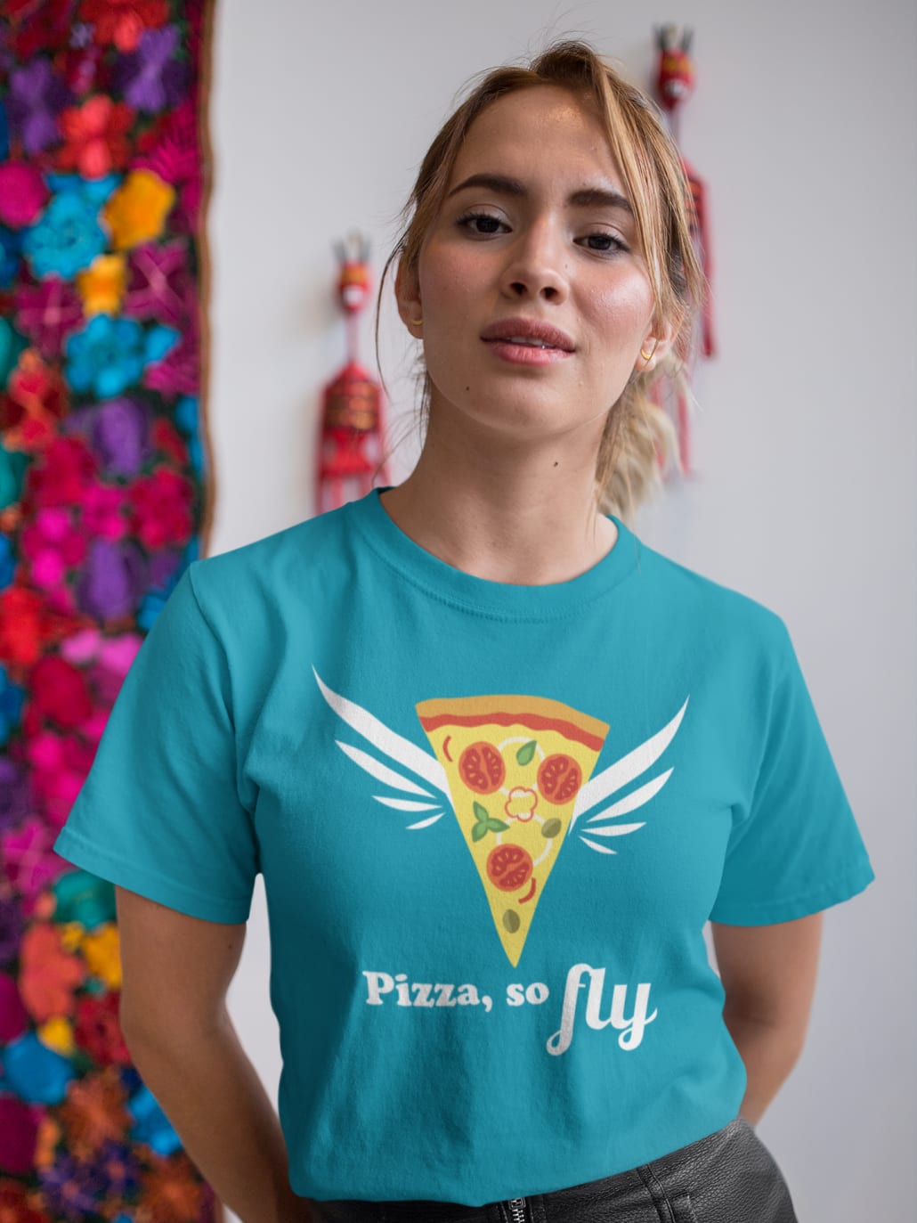 young woman with turquoise T-Shirt 